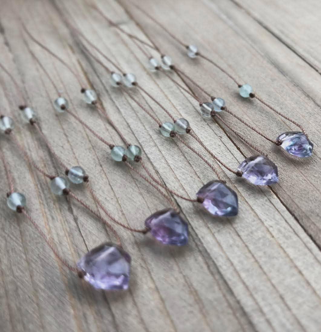Fluorite Shield Cord Necklace : 16, 18 or 20"