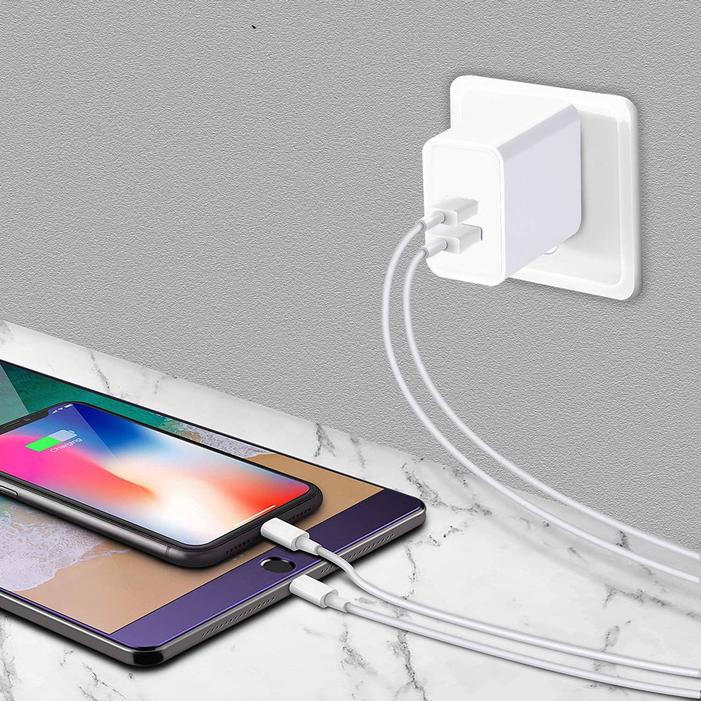 Charge 2-Port USB Wall Chargers for Android & IP Retail Pack: White / 2 USB-A Ports