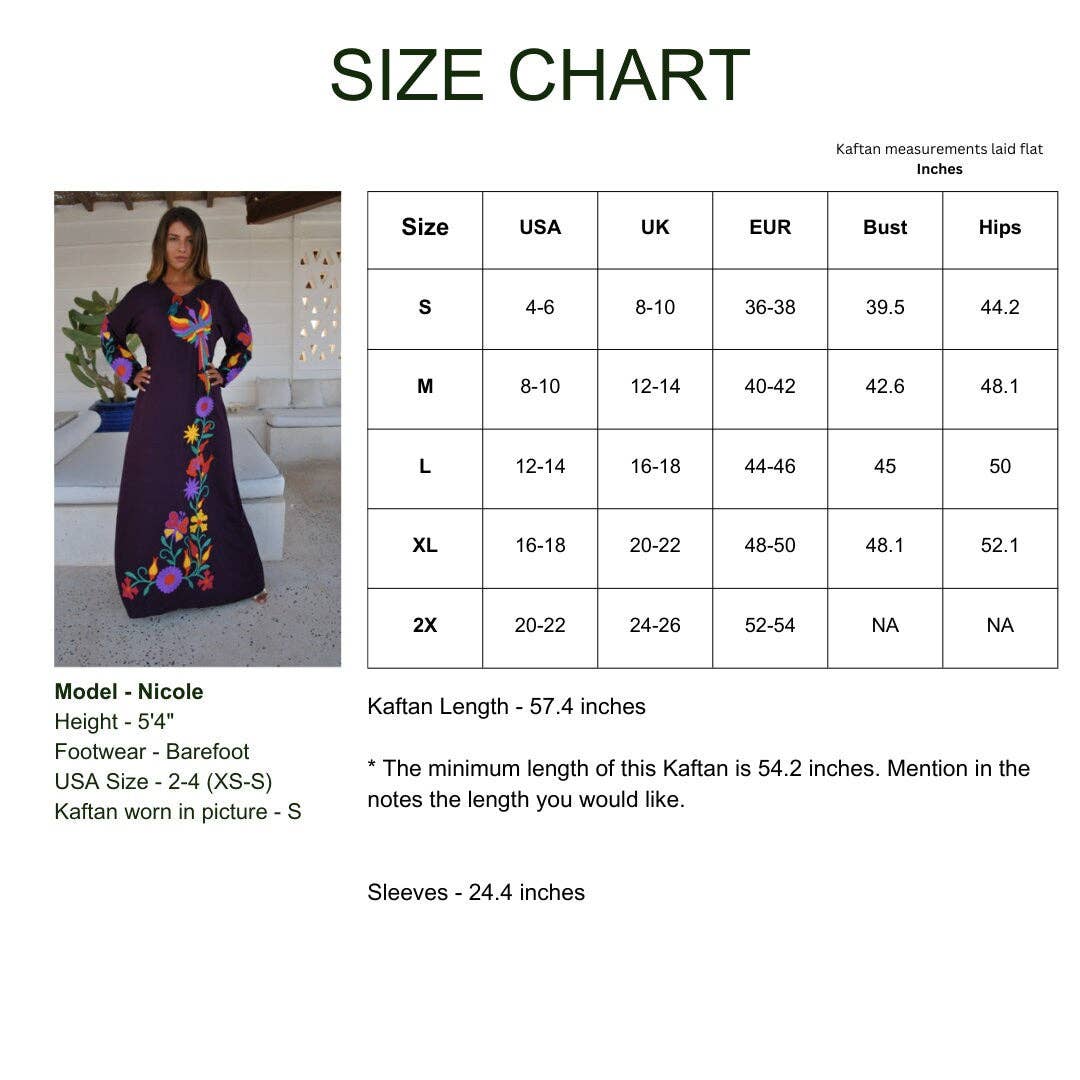 Purple peacock embroidered Caftan, caftans for women, embroidered Caftan dress, Caftan maxi dress, Caftans for women, cotton Caftans: S
