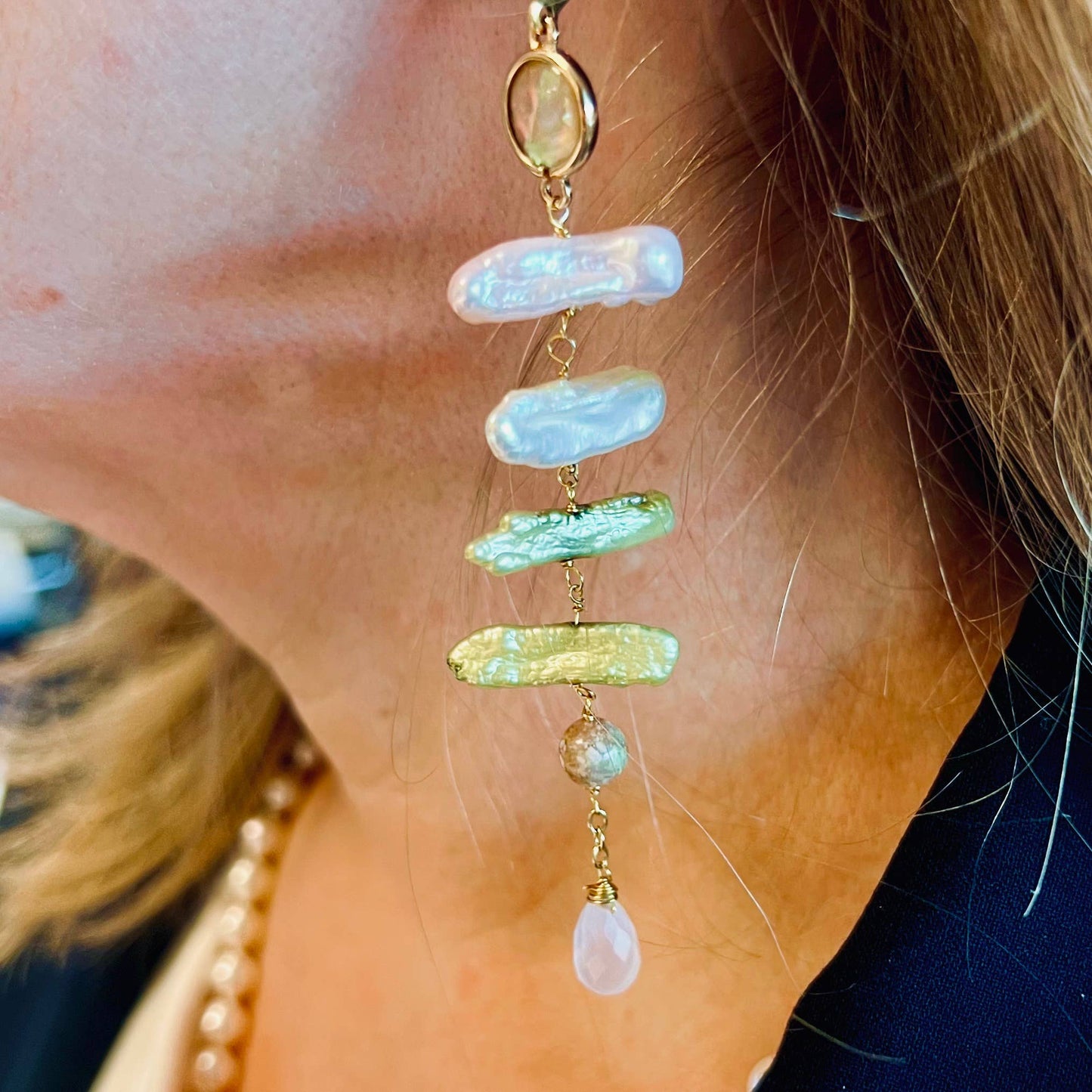 Club Lounge pearl dangle earrings