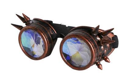 Steampunk Kaleidoscope Glasses - Psychedelic: Yellow-Turq or Rainbow