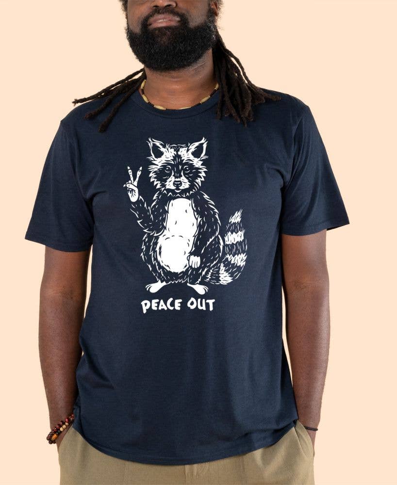Peace Out Raccoon Organic T-Shirt - Unisex: MD