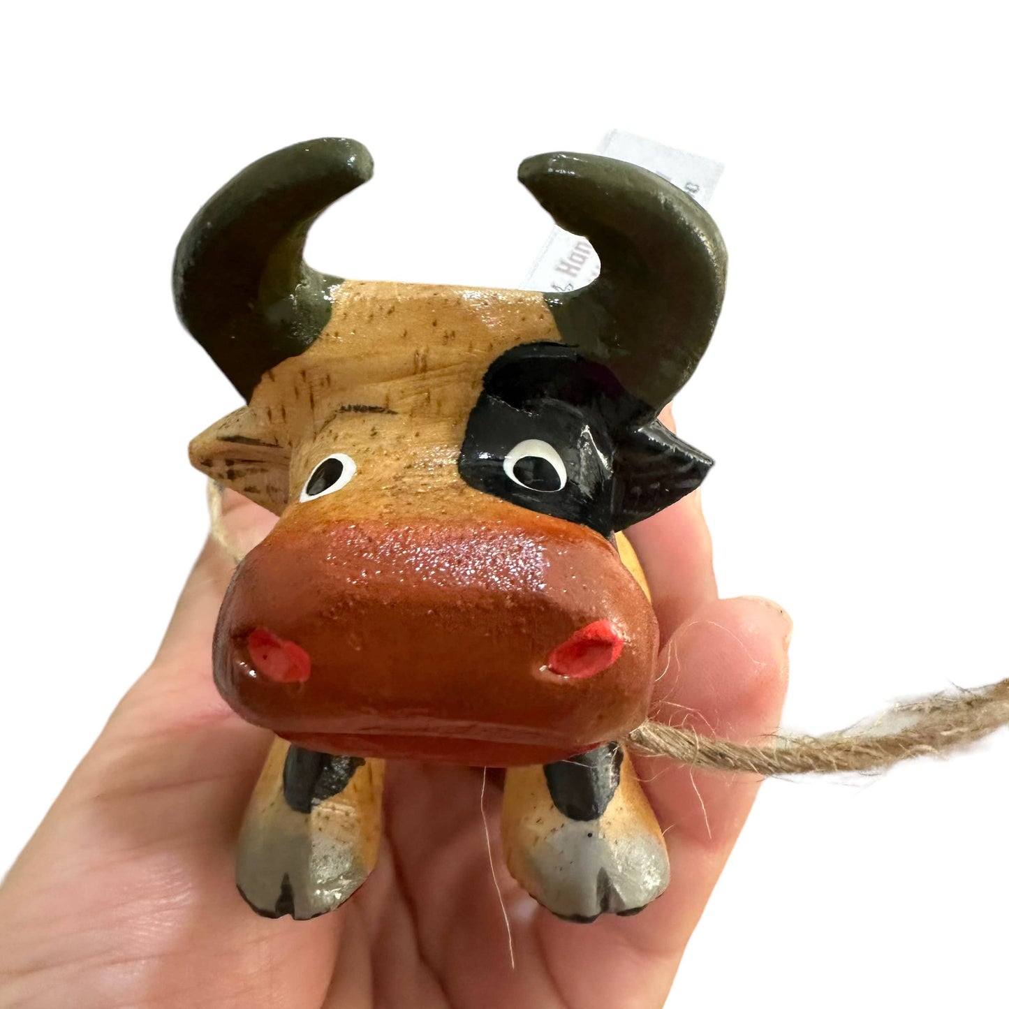 Wooden Farm Cow Musical Figurine