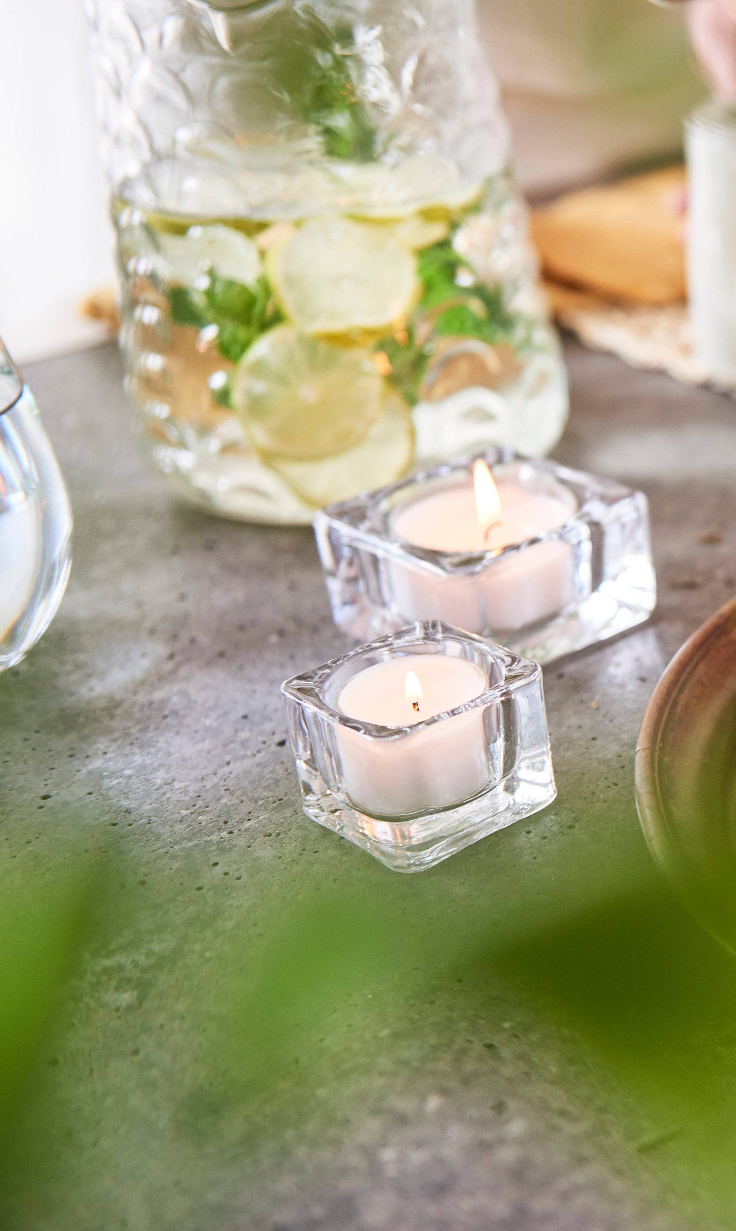 8 Hour White Tea Lights In Clear Cup Set Of 48 Tealights: White