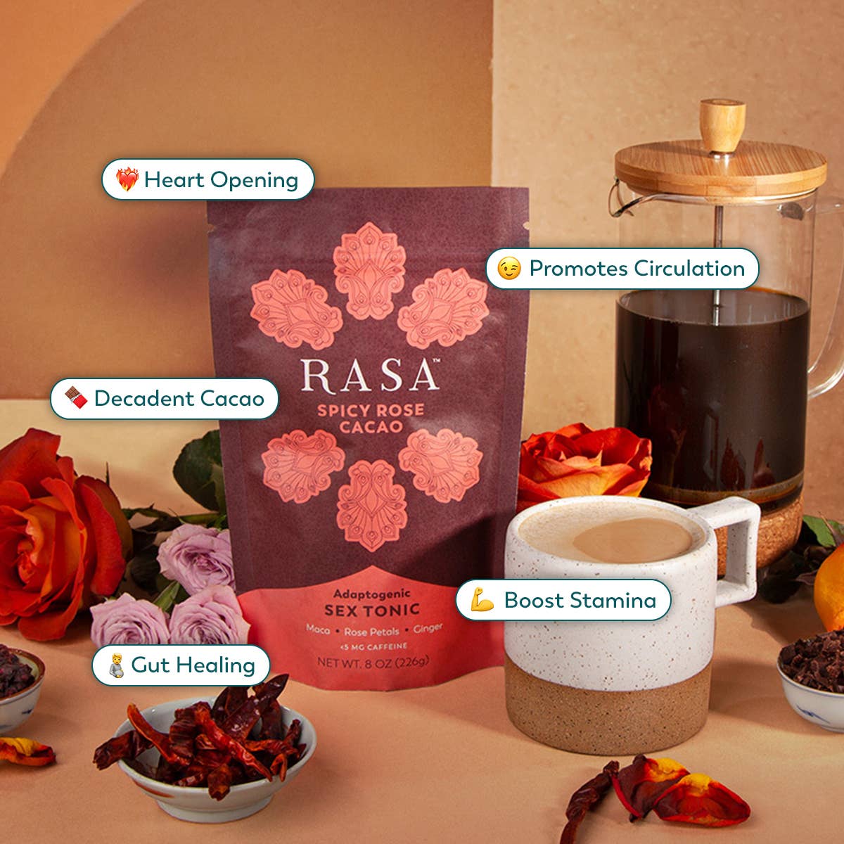Rasa Spicy Rose Cacao | Love Tonic | 8 oz