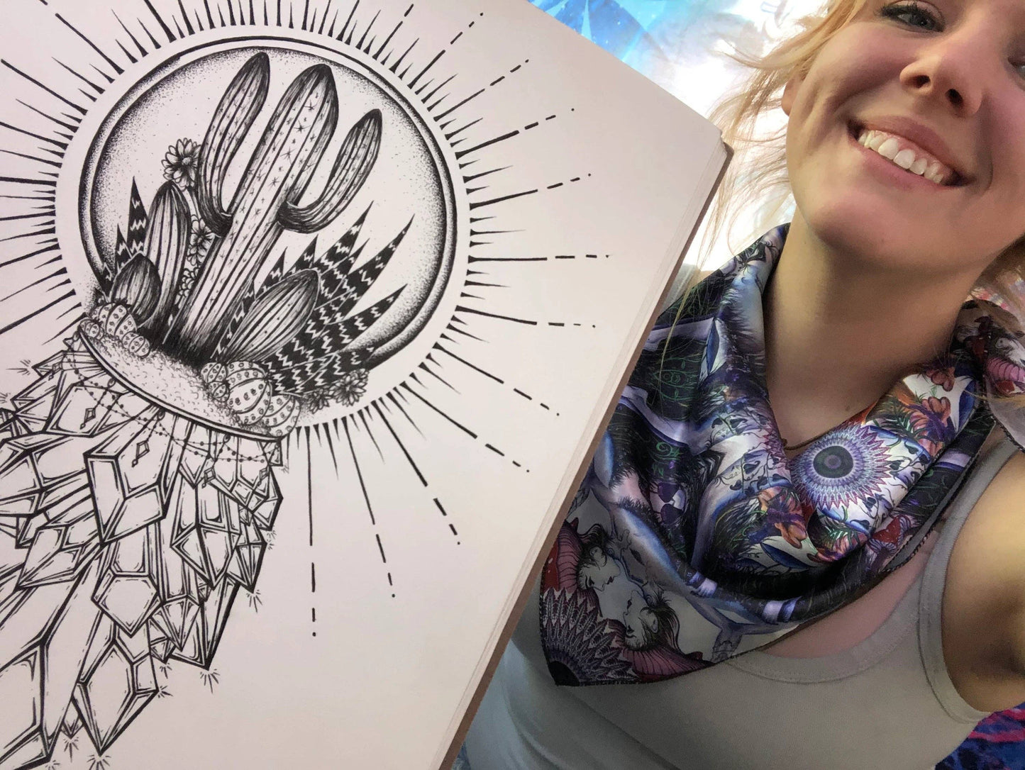 Pashminas- various designs – Double Ply Reversible Festival Fashion, Hand-Drawn Design by Melanie & Justin, Vibrant & 8” x 71”