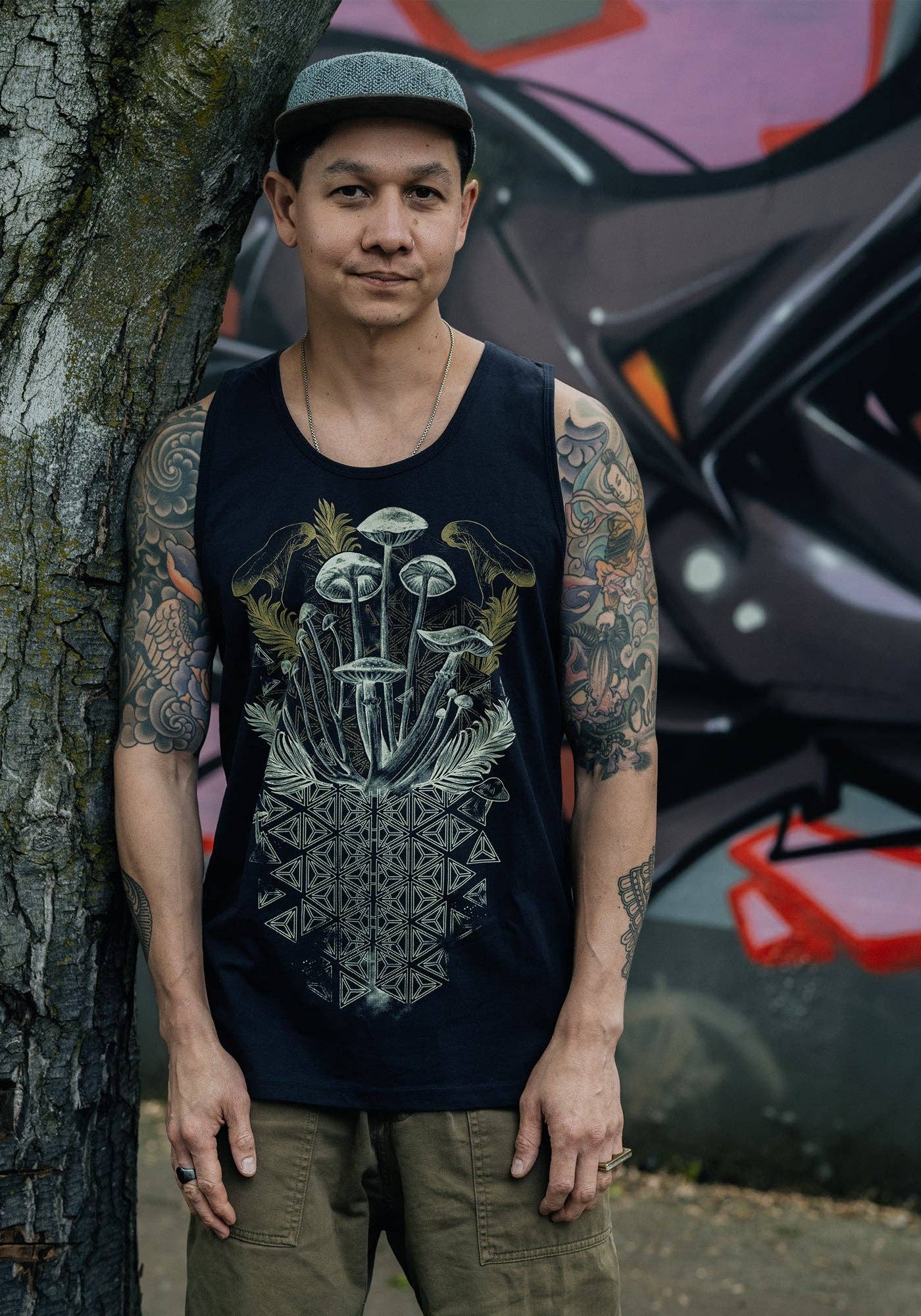 Mycelial Bloom Tank Top Black