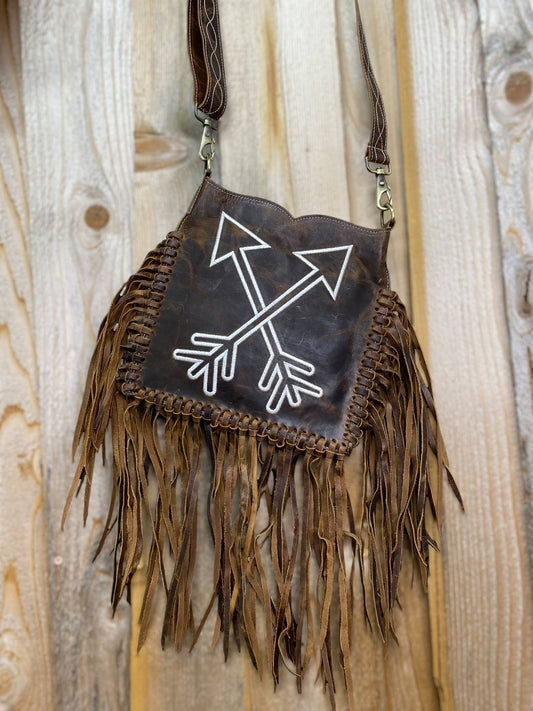 Arrows All Tooled Leather Crossbody     