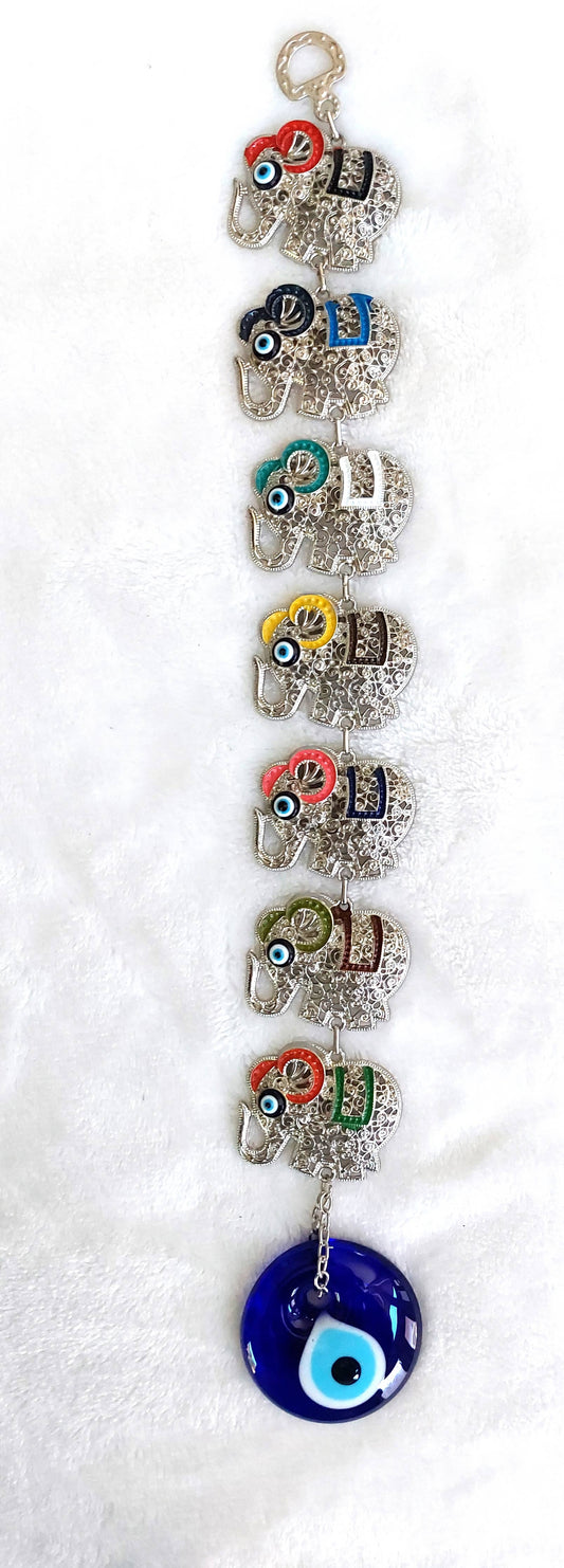 Evil Eye 7 Elephant Wall Hanging