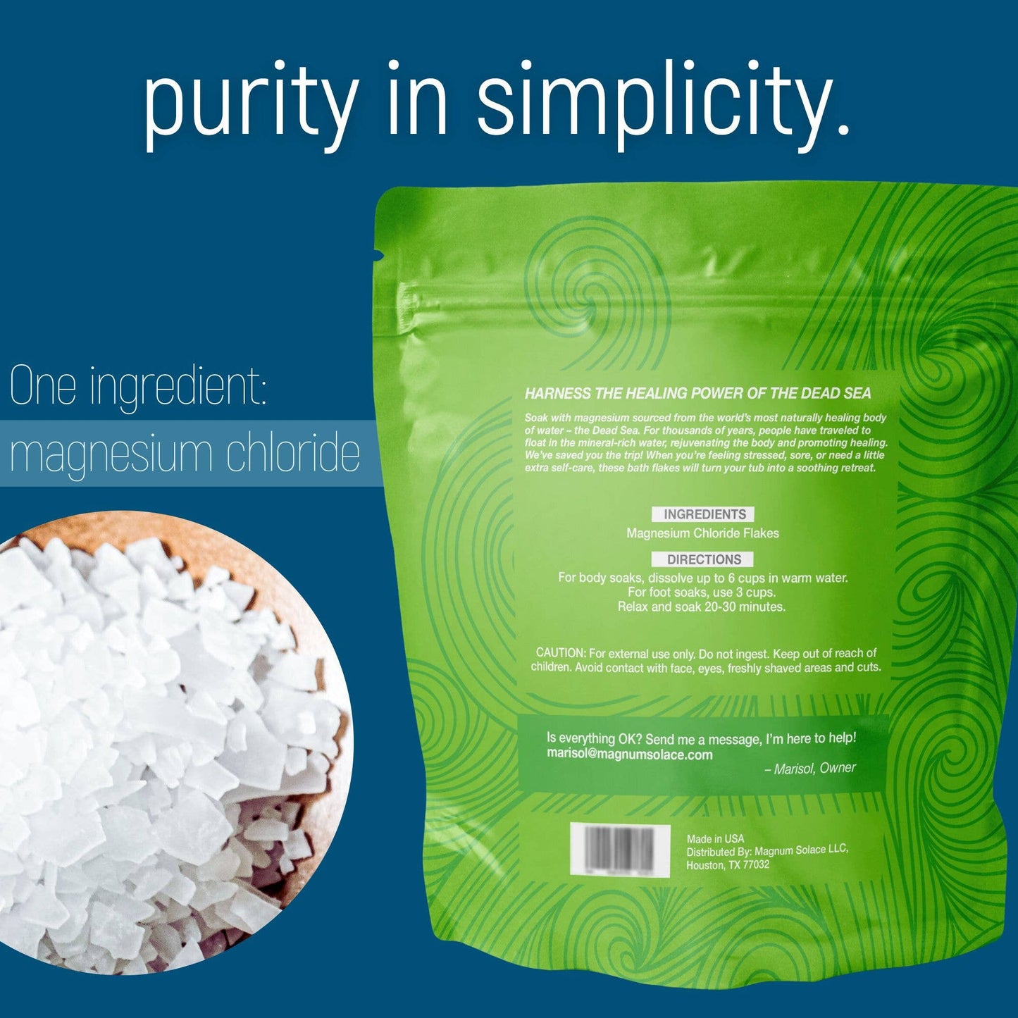 Magnesium Bath Flakes, Dead Sea Bath Salts, Bath Soak: 5LB