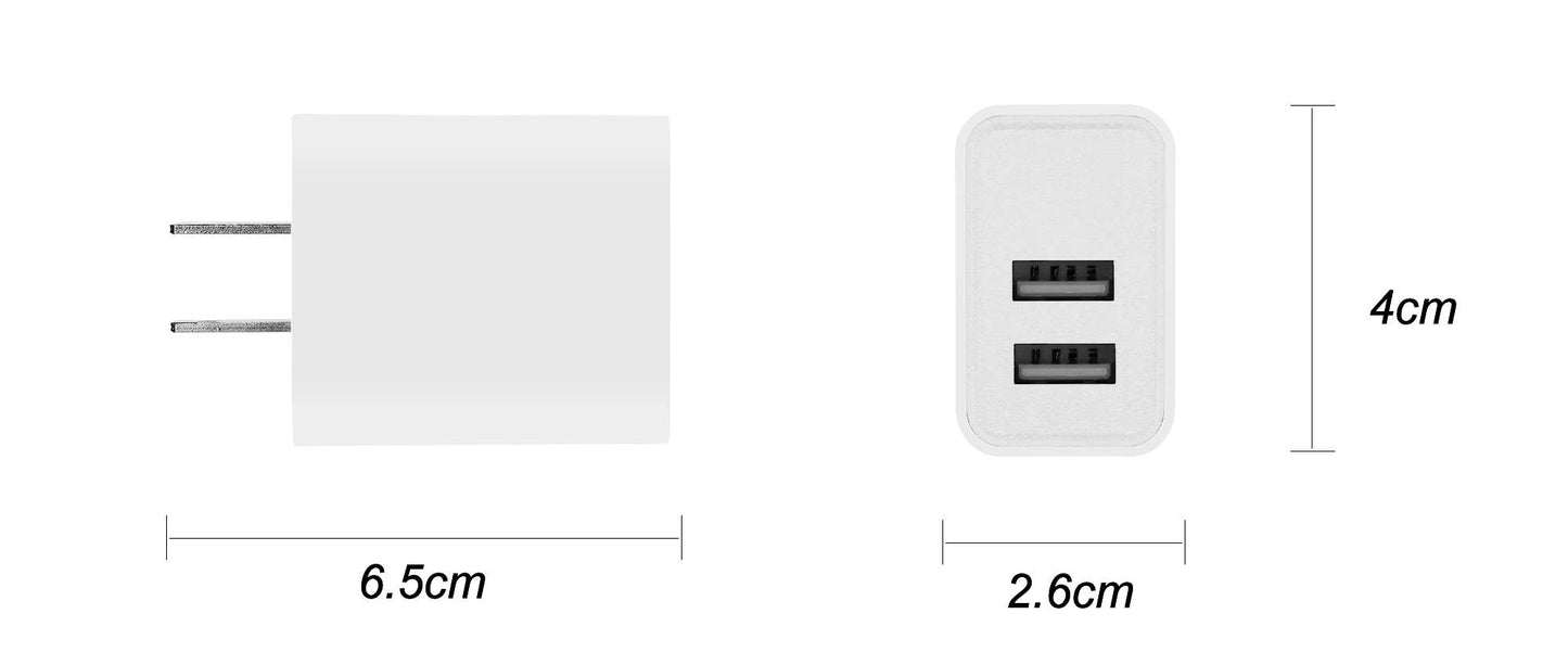 Charge 2-Port USB Wall Chargers for Android & IP Retail Pack: White / 2 USB-A Ports