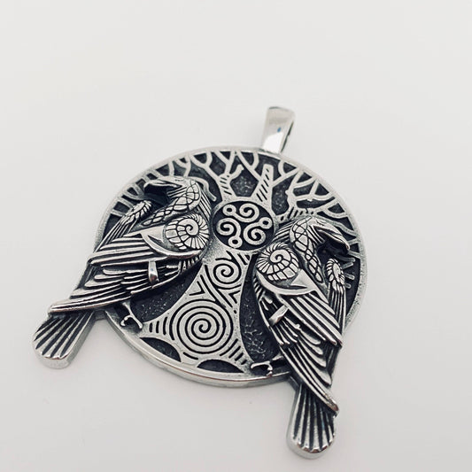 Viking Double Crow Stainless Steel Pendant- Only pendant