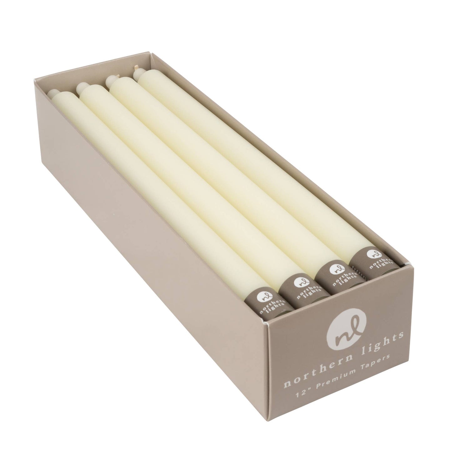 12" Taper Candles - 12pc Box: Pure White