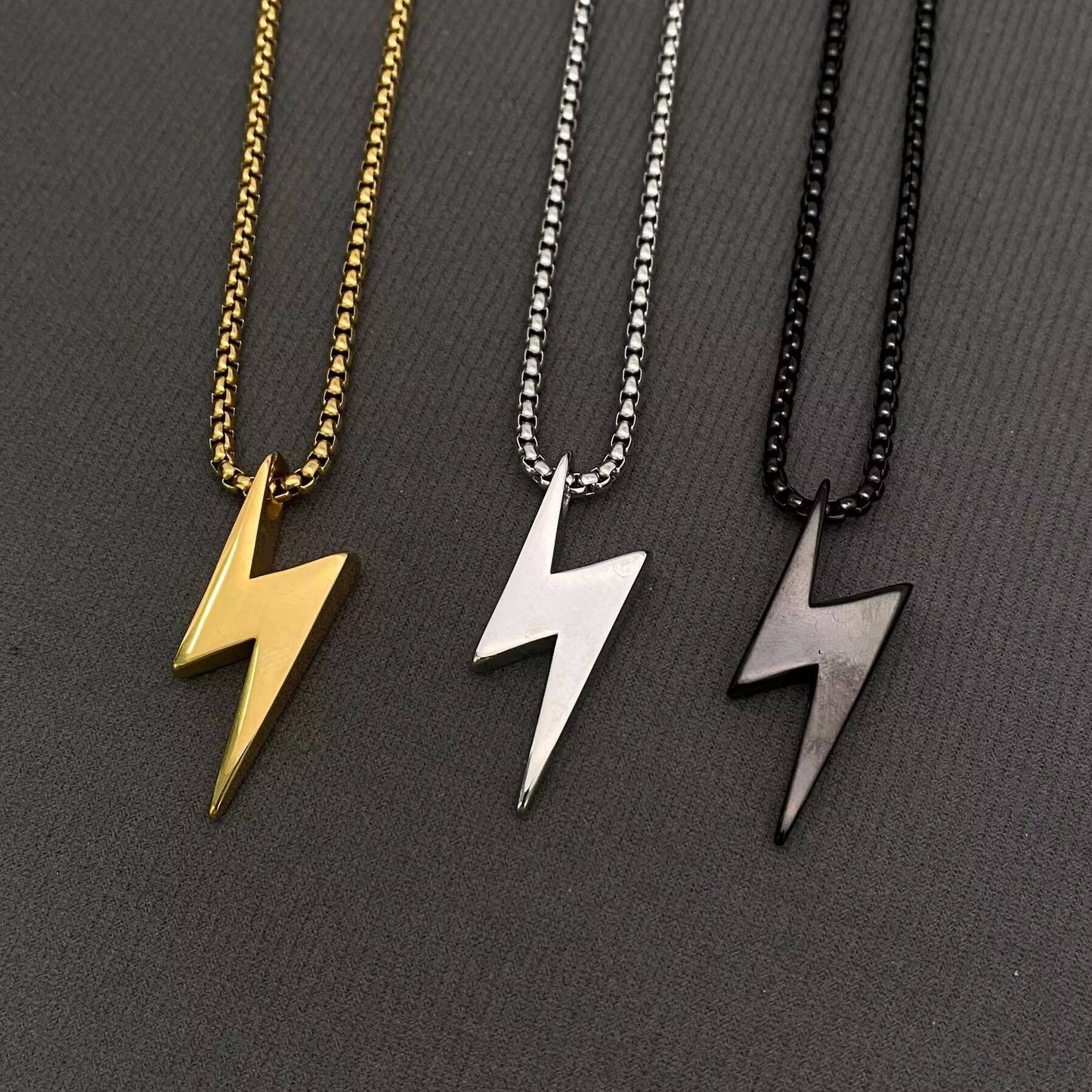 Stainless Steel Lightning Pendant Necklace