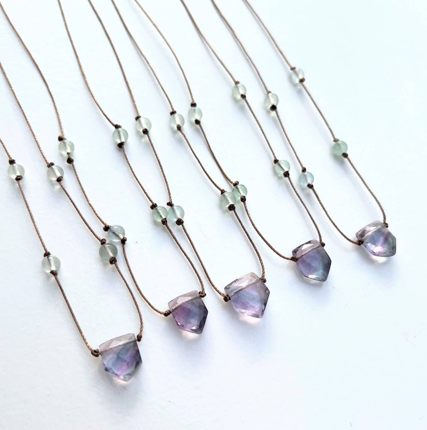 Fluorite Shield Cord Necklace : 16, 18 or 20"