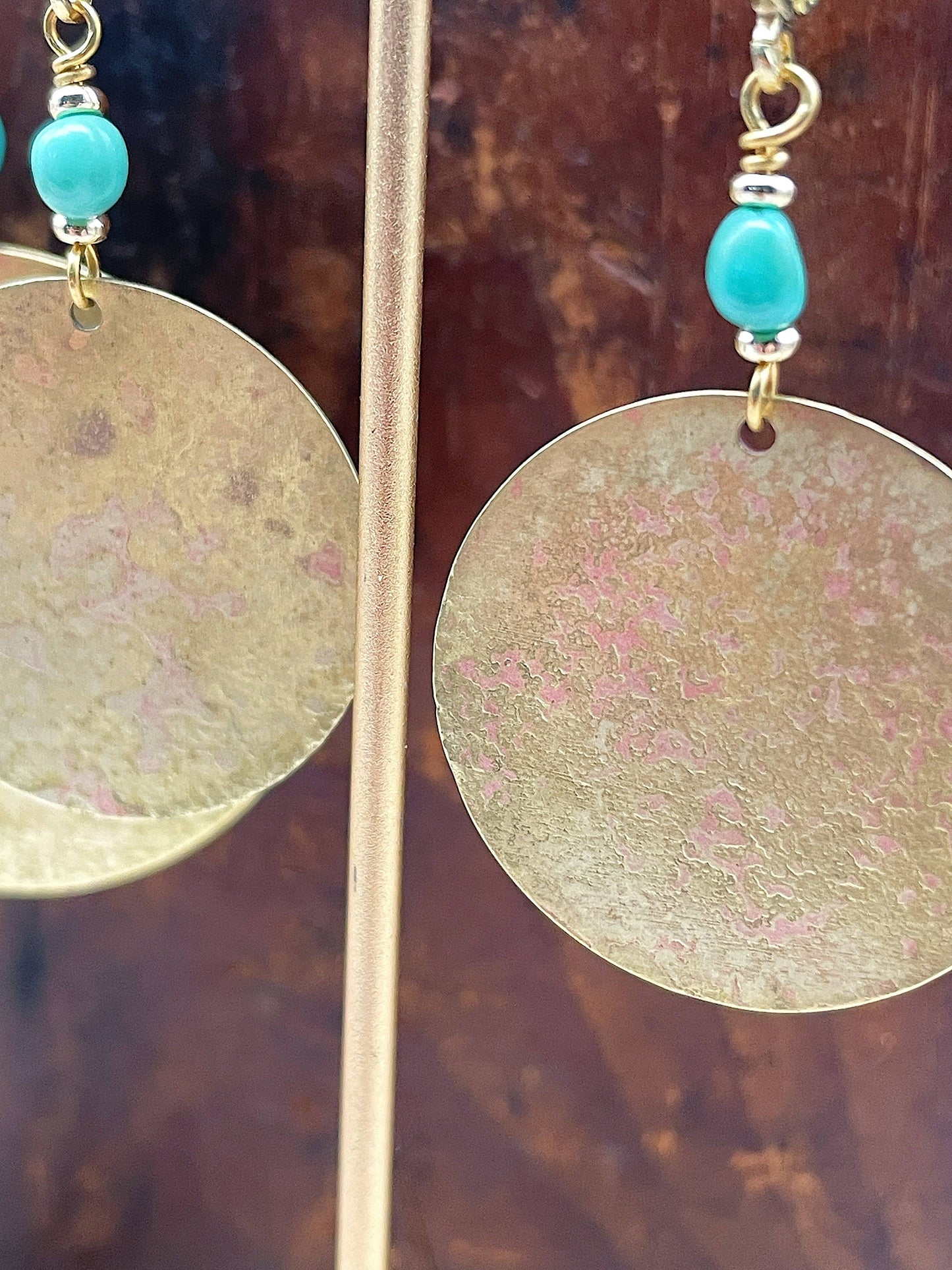 Recycled Patina Round Earrings: Large