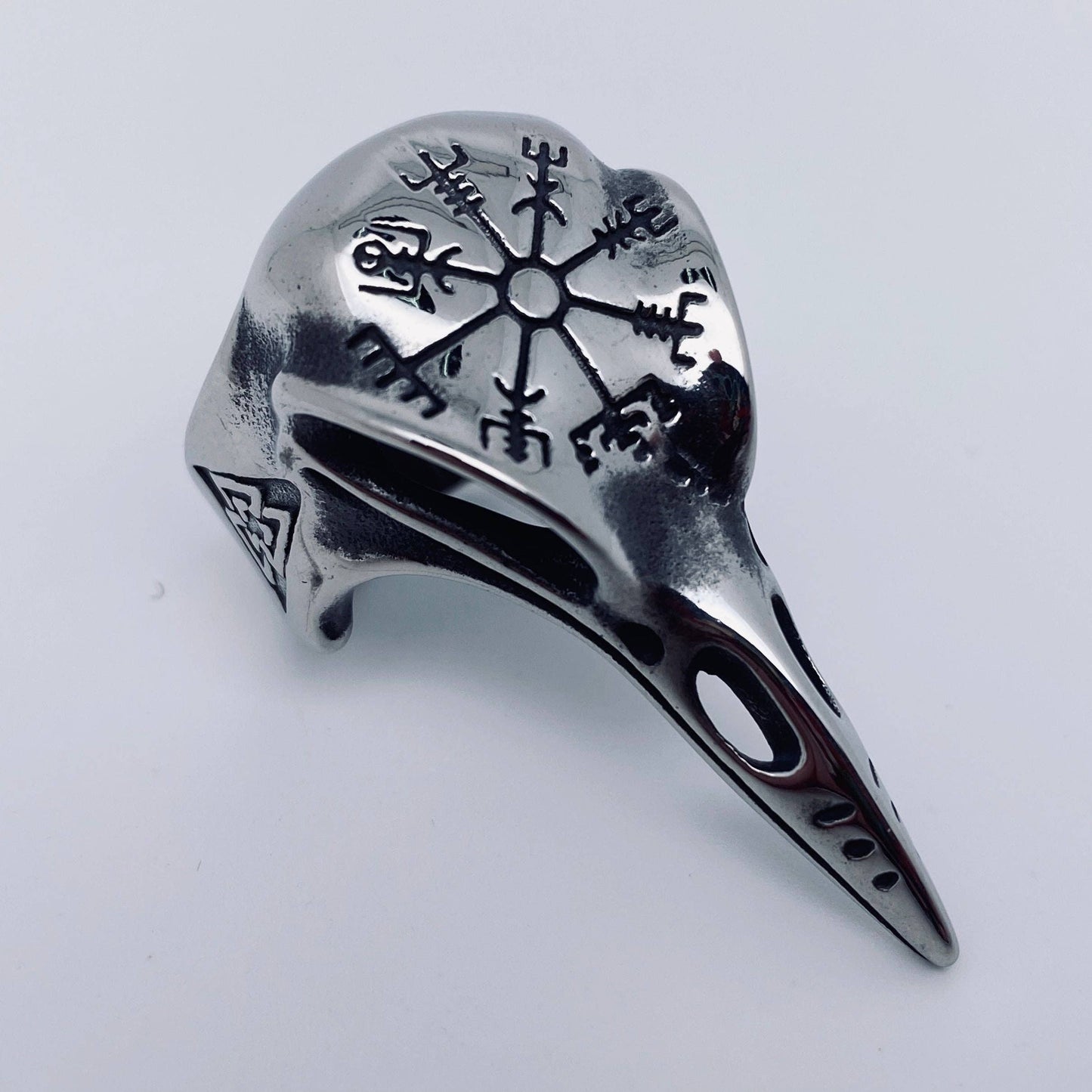 Viking Stainless Steel Men's Crow Head Ring