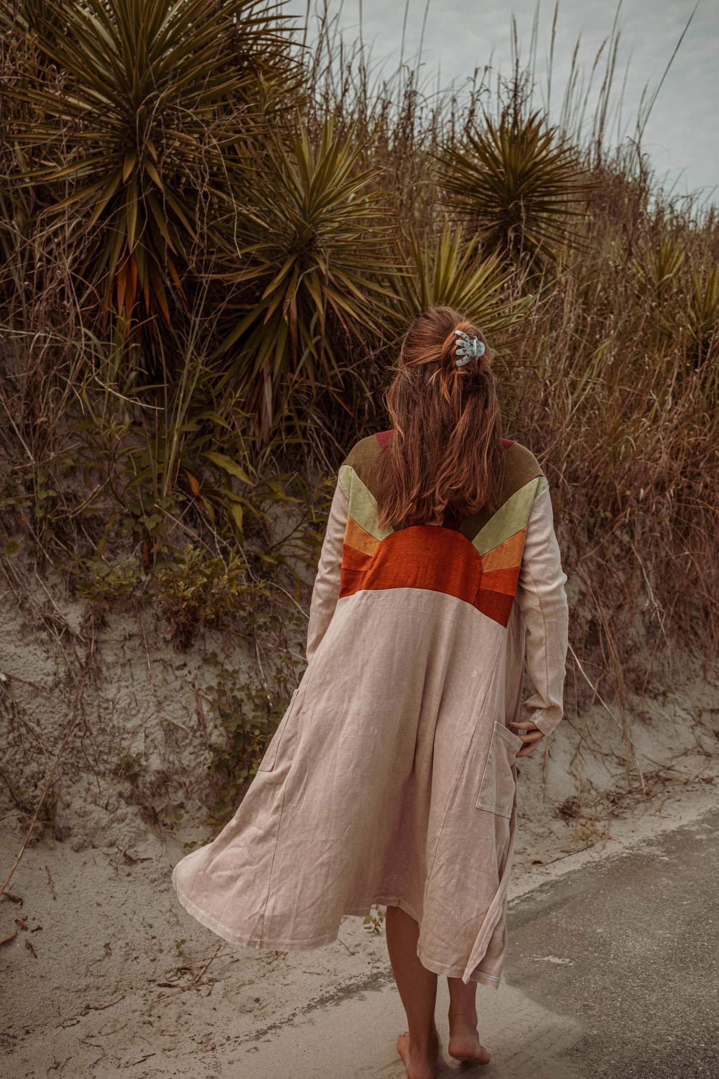 Sun Ray Cardigan, Cotton Earthy Hippie Boho Style Duster: Earthy / 2XL