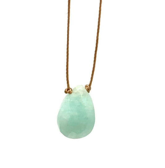 Amazonite Faceted Teardrop Gemstone Necklace: 16, 18 or 20 inch chains