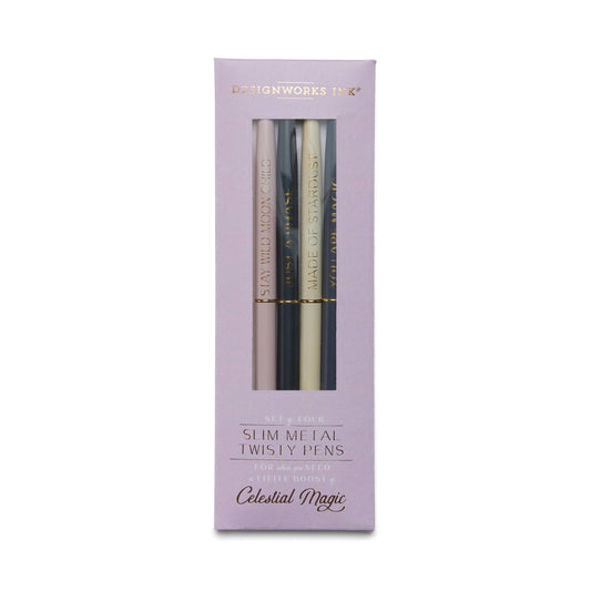 TWISTY SLIM METAL PEN SET - SET OF 4 - CELESTIAL