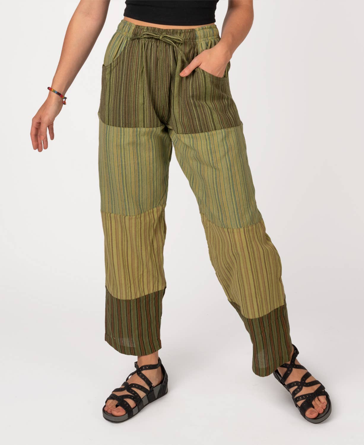 Patchwork Pants - Green: XXL