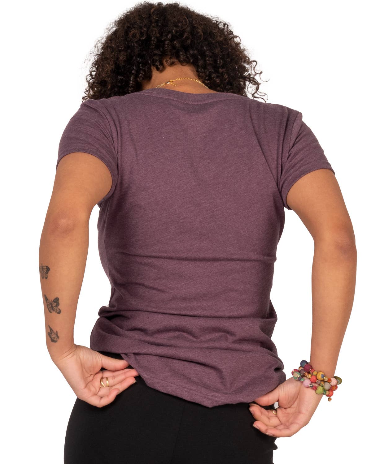 Peace Fingers V-Neck T-Shirt - Eco-Friendly Hippie Boho Tee: XL