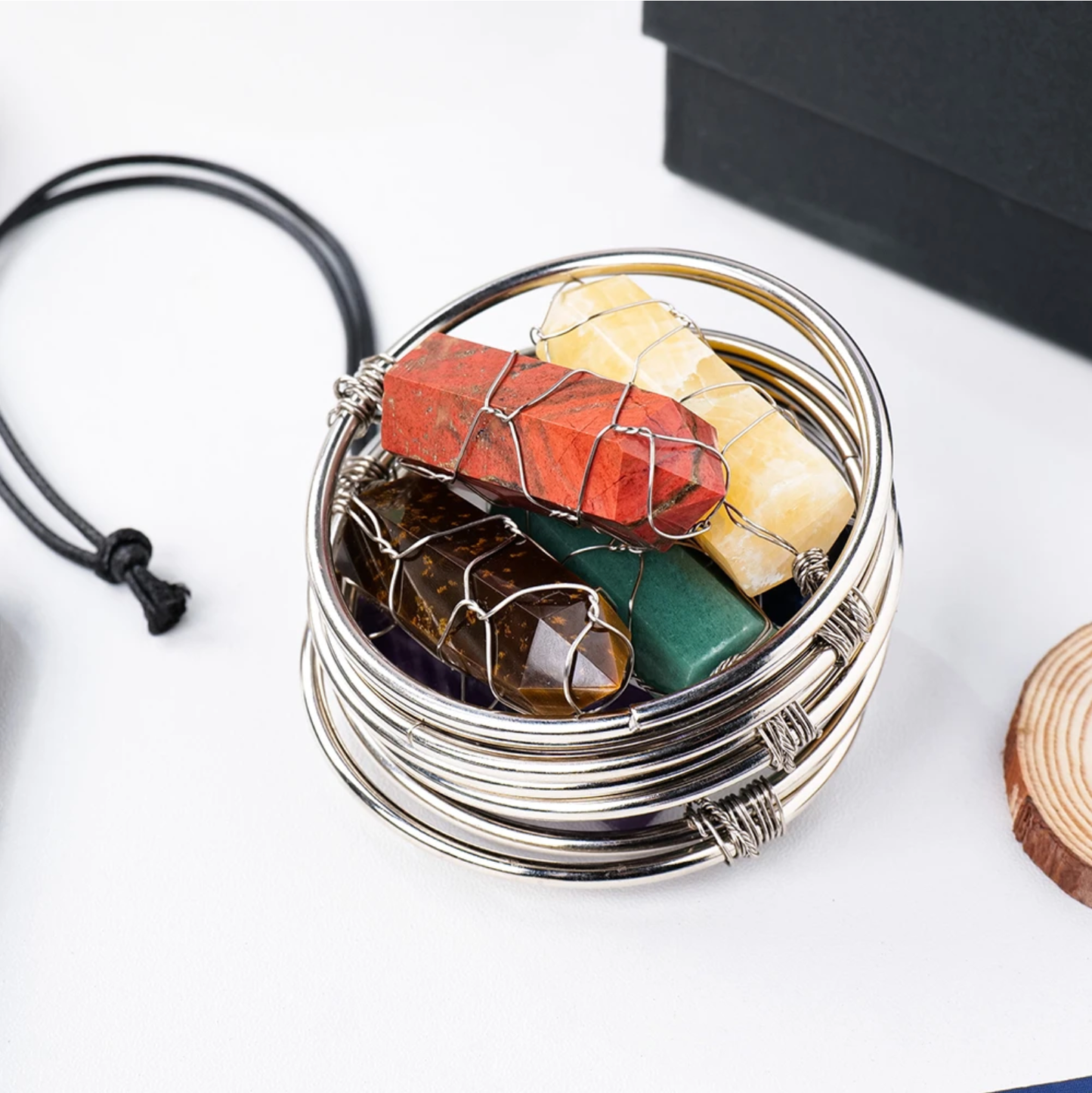 Natural 7 Chakra Gemstone Crystal Wall Hanging Raw stone