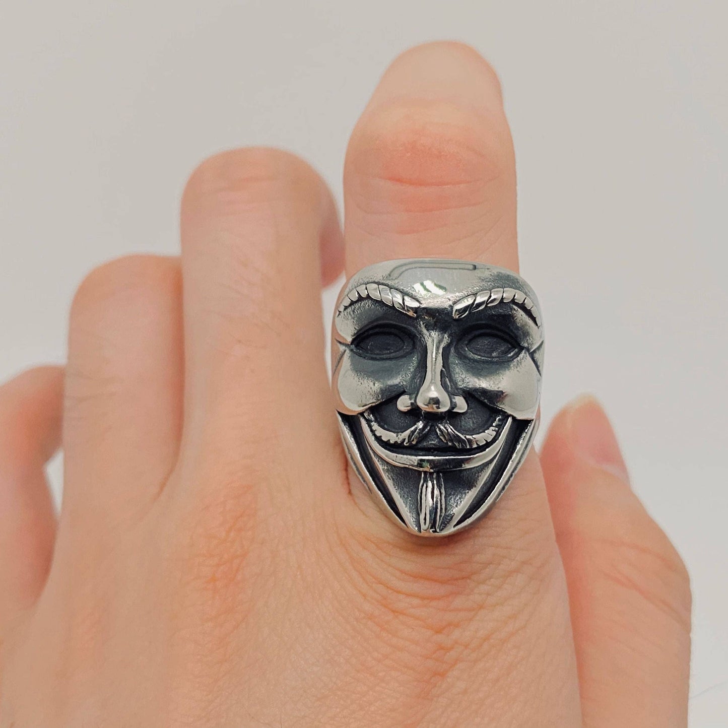 Clown Mask Stainless Steel Men's Ring