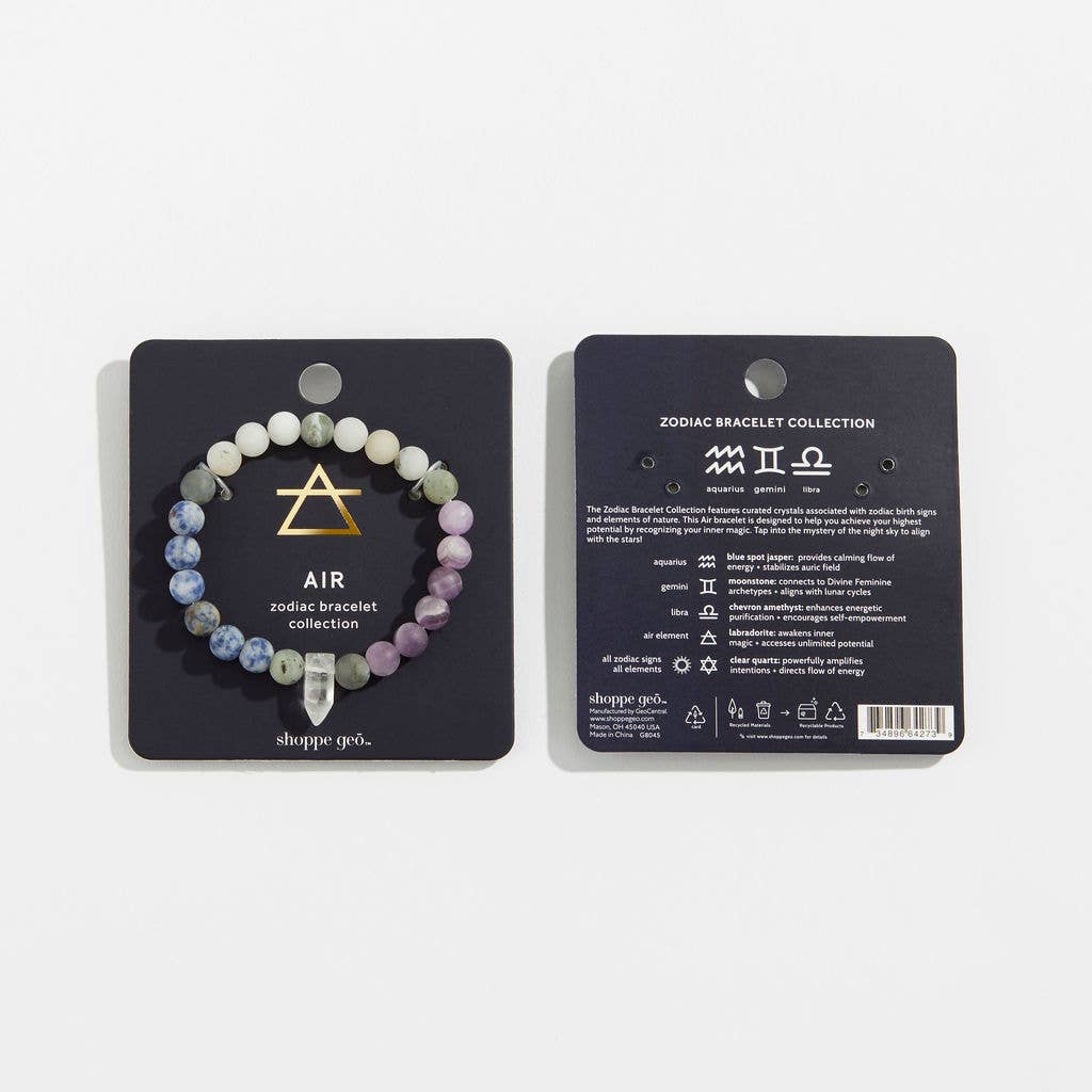 Zodiac Crystal Bead Bracelet Collection: Air 8mm