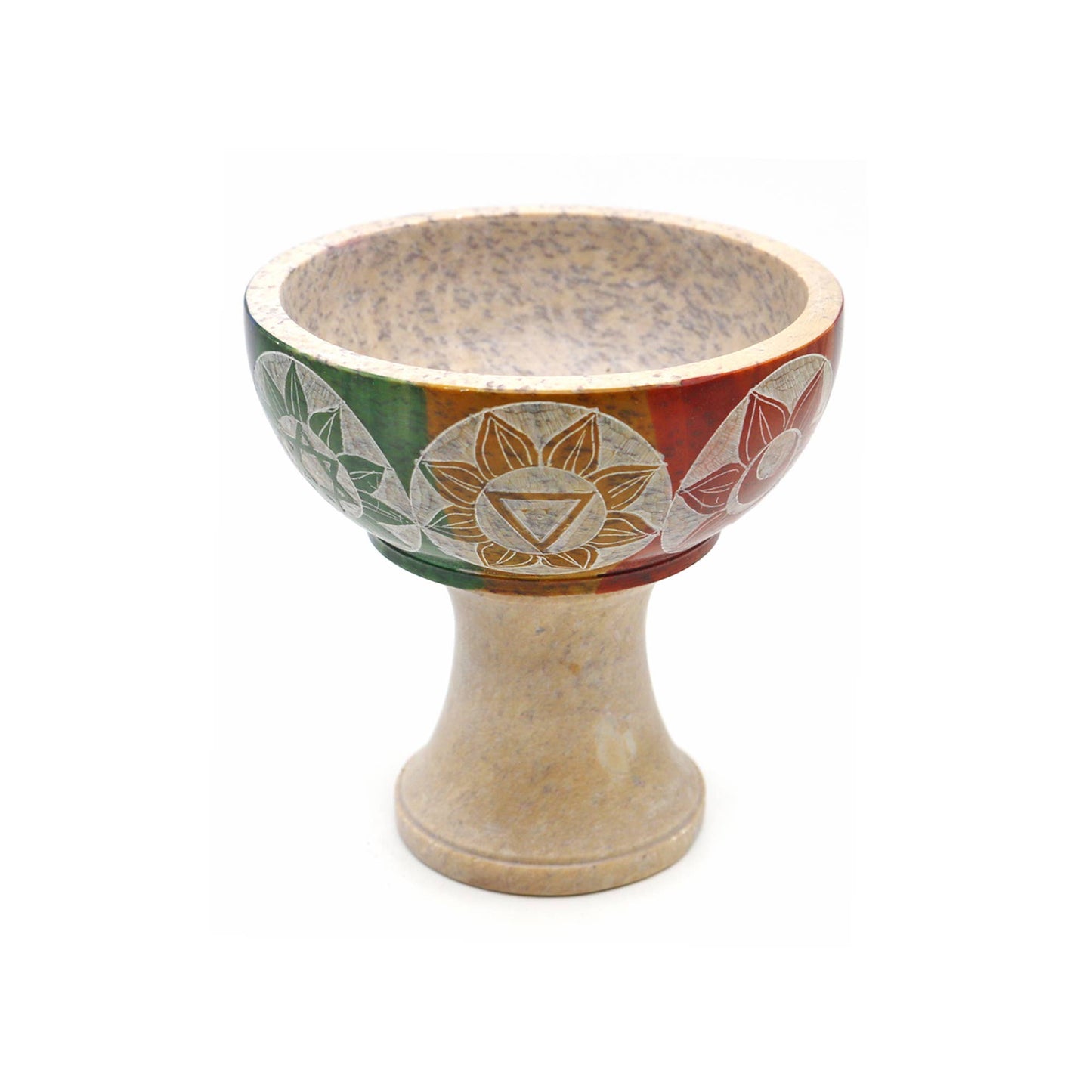 Soapstone Smudge Bowl w / Stand - 7 Chakras