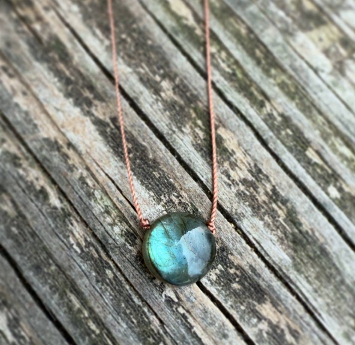 Labradorite Dot Cord Necklace  : 16" or 18"