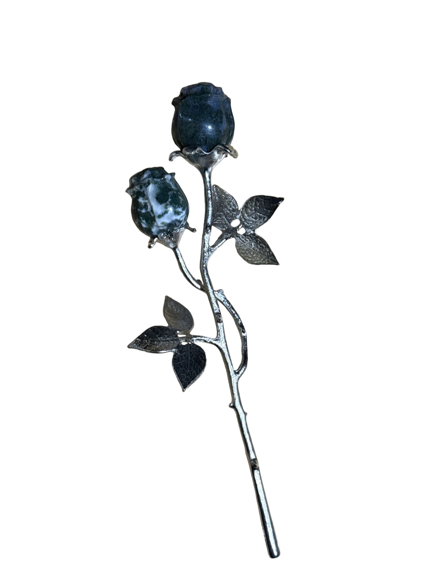 Double Rose on Stem Various Gemstone