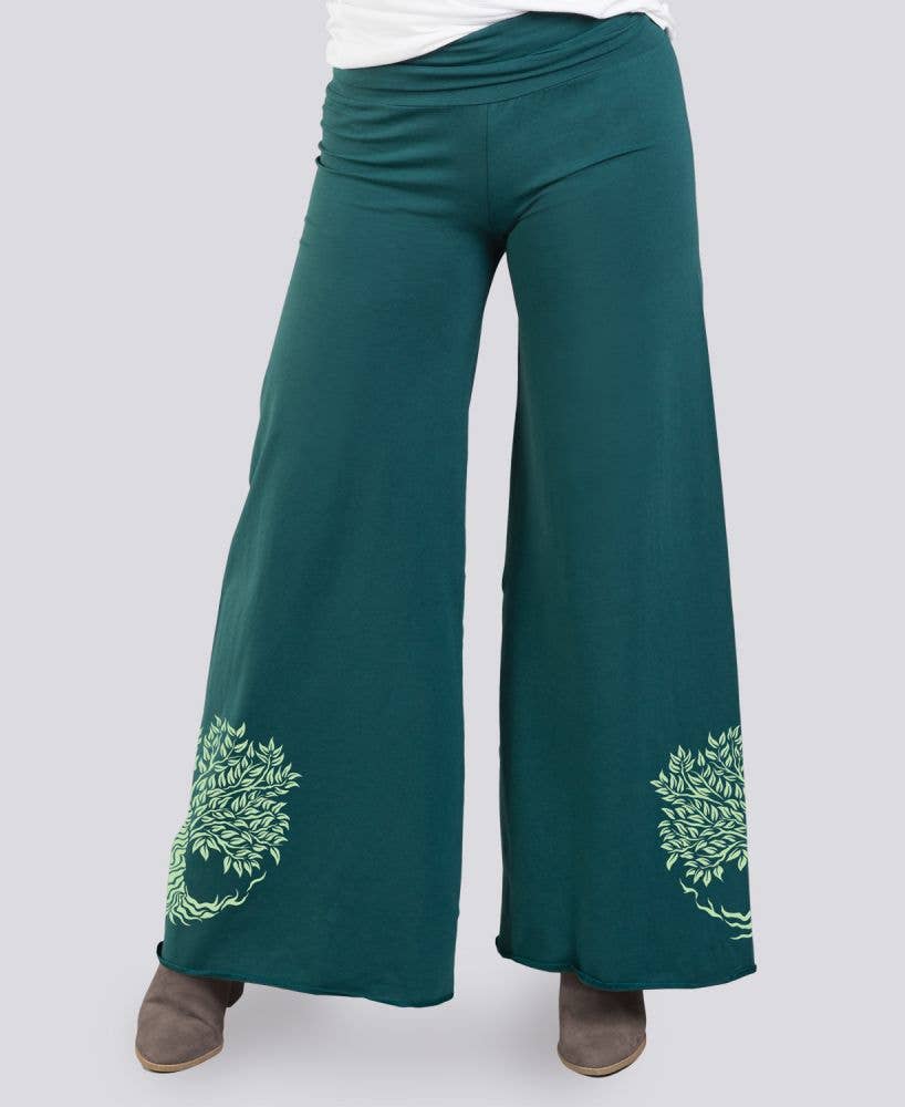 Root Down Flowy Pants - Teal Flow Pants: XL