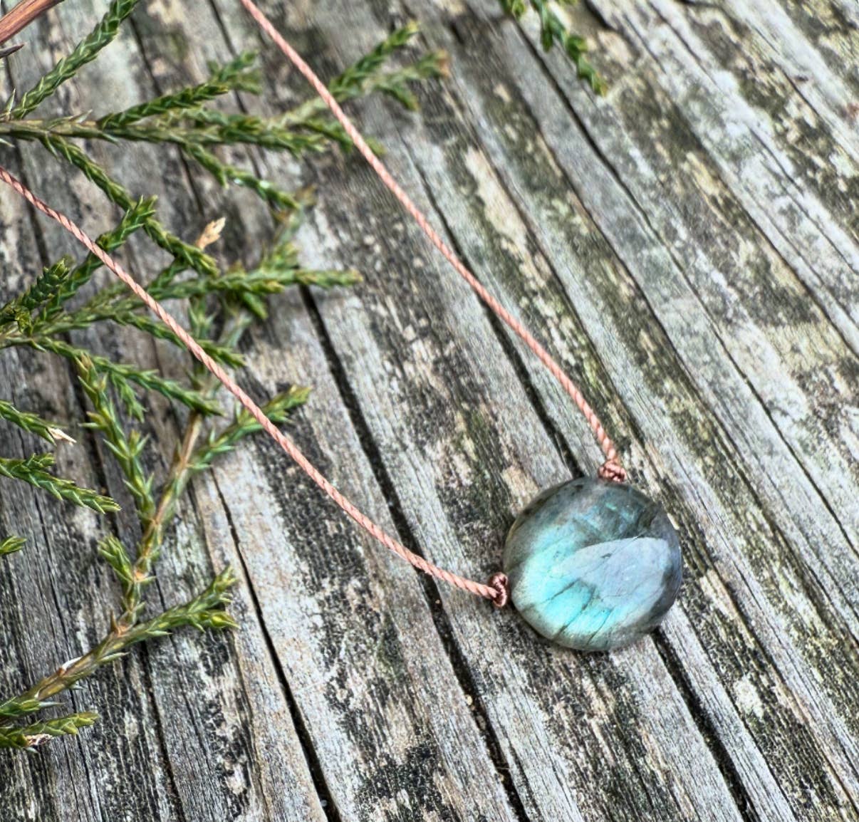 Labradorite Dot Cord Necklace  : 16" or 18"