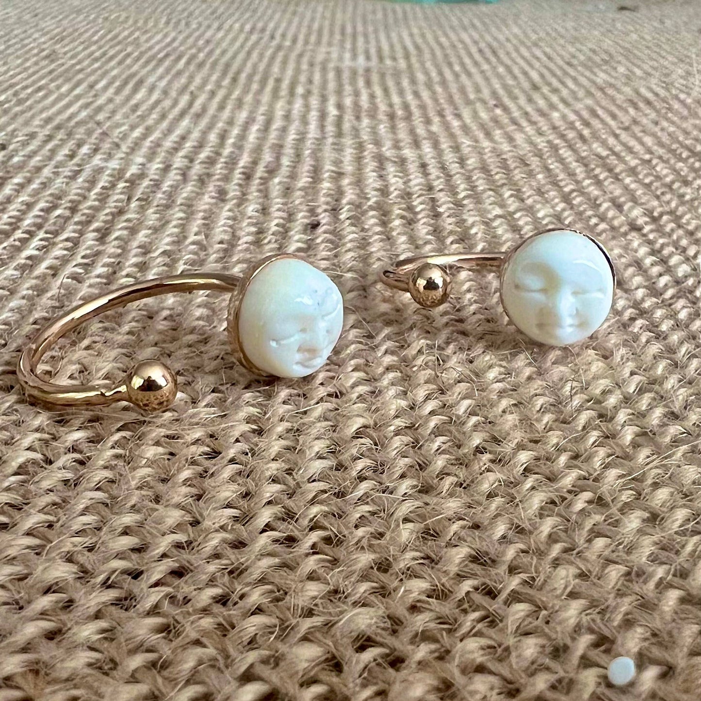 Eclipsed- boho carved moon ring: Yellow Gold or Silver