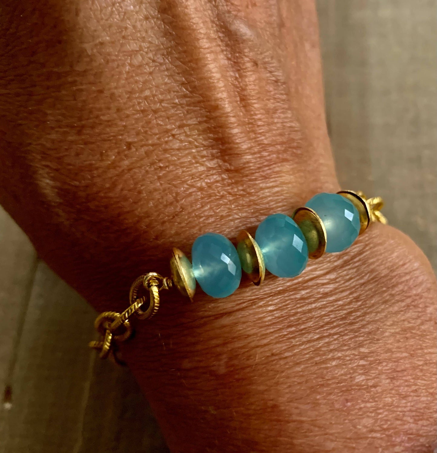 Glow Up- aqua gemstone chain bracelet: Gold or Silver