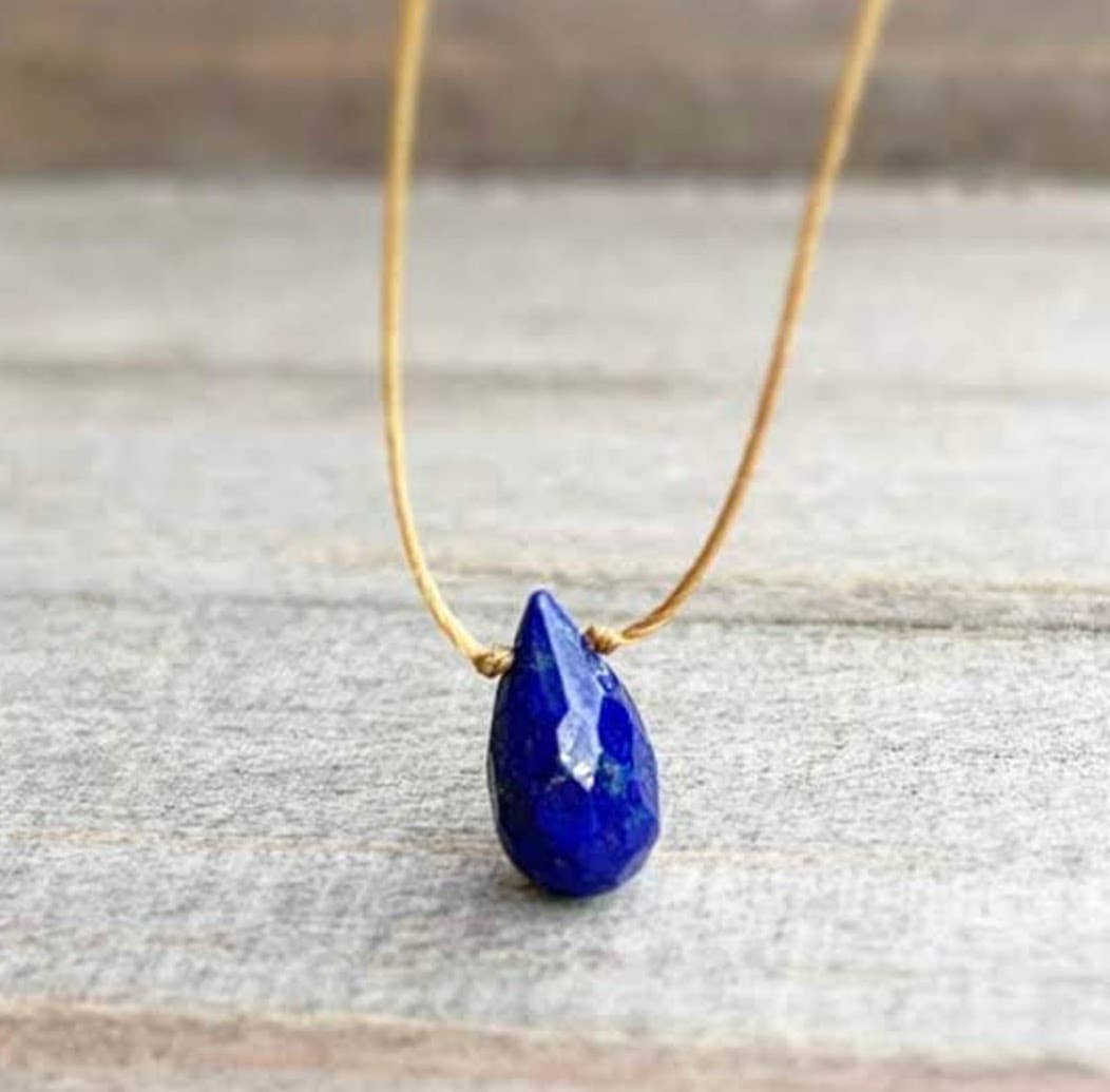 Lapis Lazuli Faceted Teardrop Necklace: 16, 18 or 20"