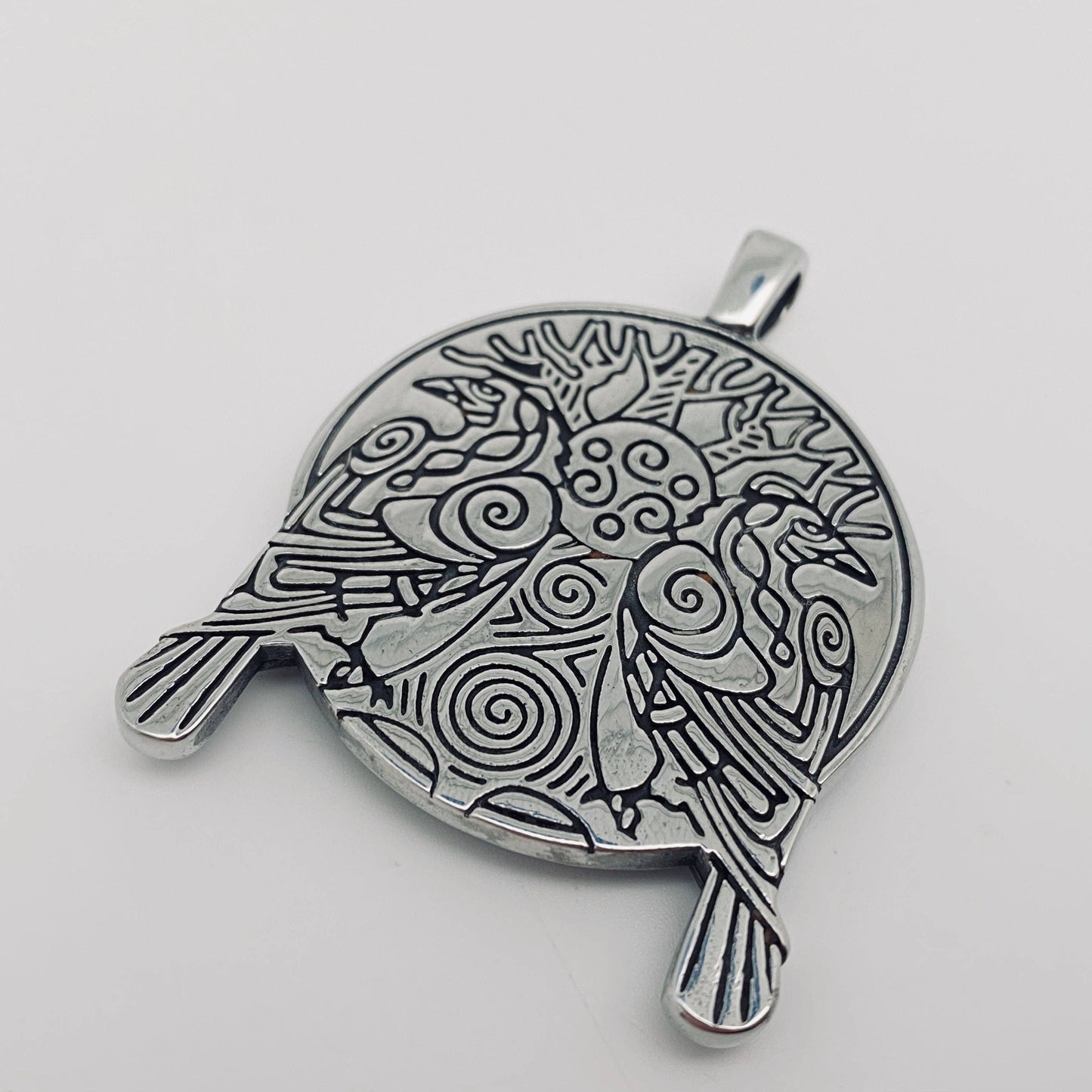 Viking Double Crow Stainless Steel Pendant- Only pendant