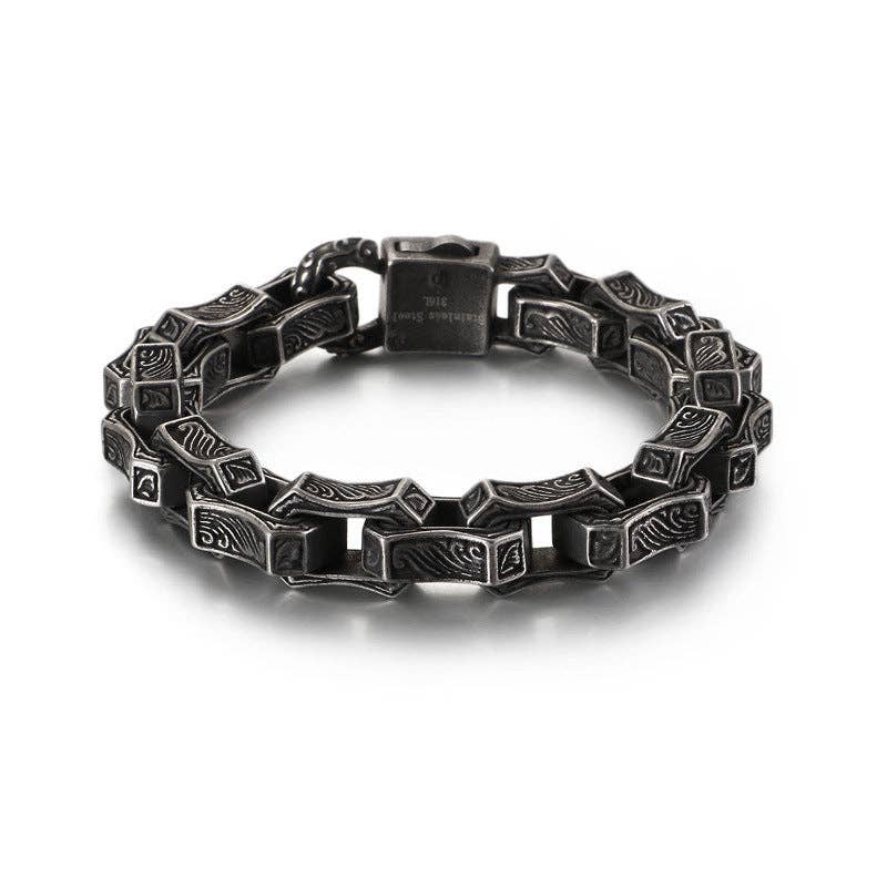 Retro Engraved Pattern Stainless Steel Bracelet -205mm / 8.07 in