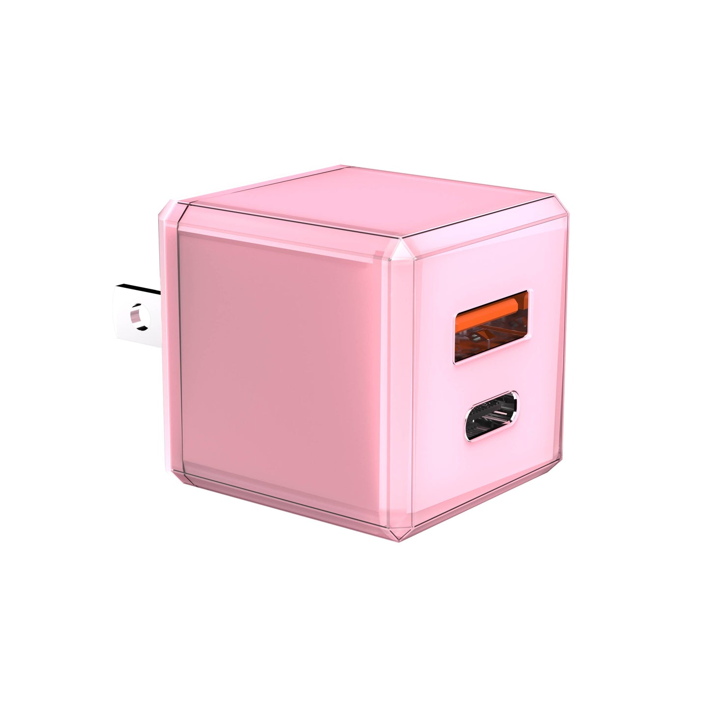 Rapid Wall Charger USB 20W Cubic Design - Retail Pack: Pink & Green