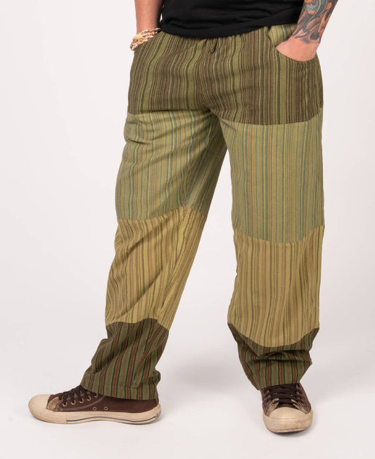 Patchwork Pants - Green: XXL