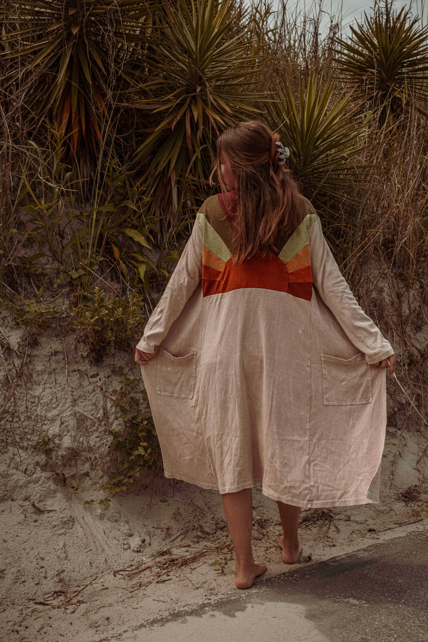Sun Ray Cardigan, Cotton Earthy Hippie Boho Style Duster: Earthy / Medium