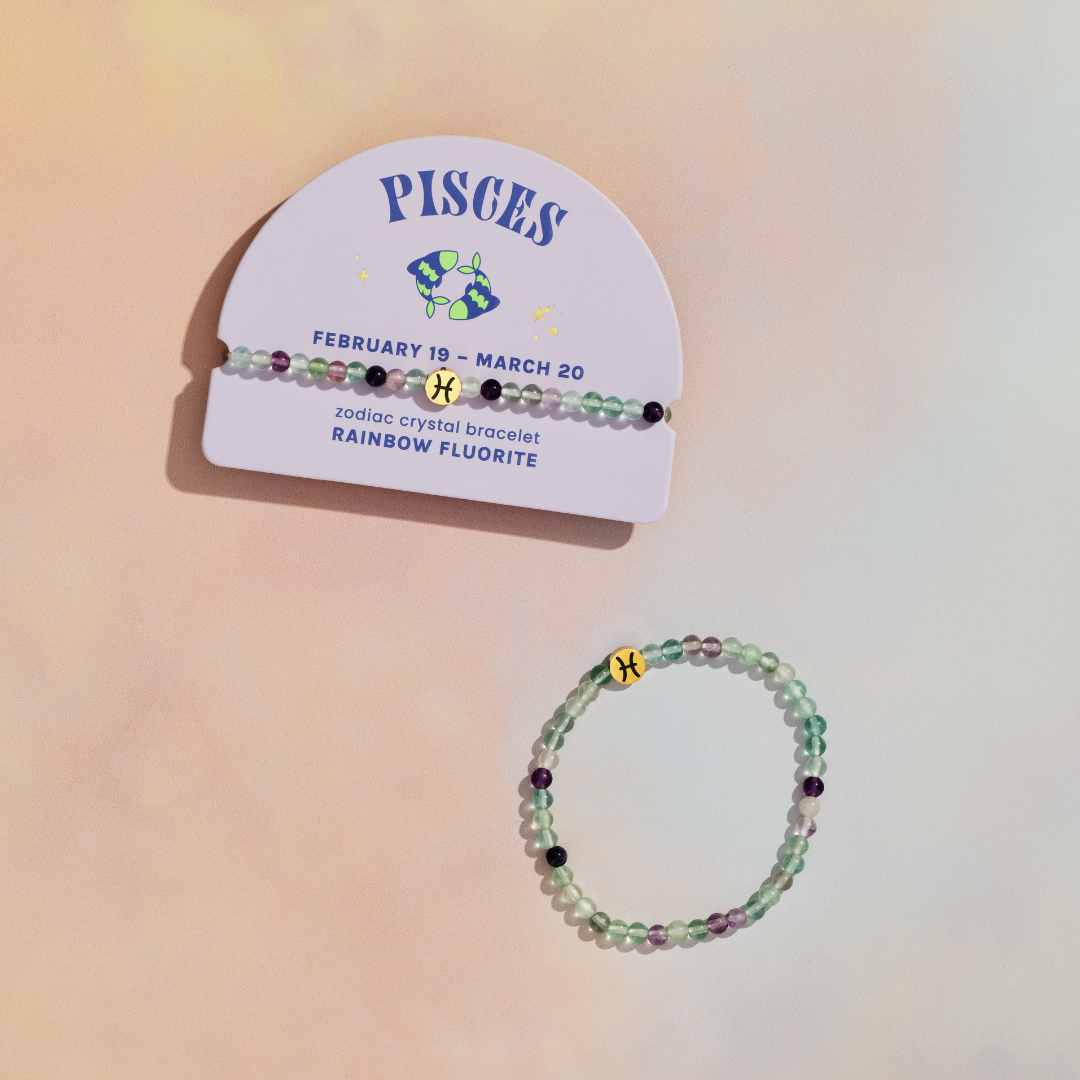 Pisces Mini Zodiac Bracelet – 4mm Crystal Beads