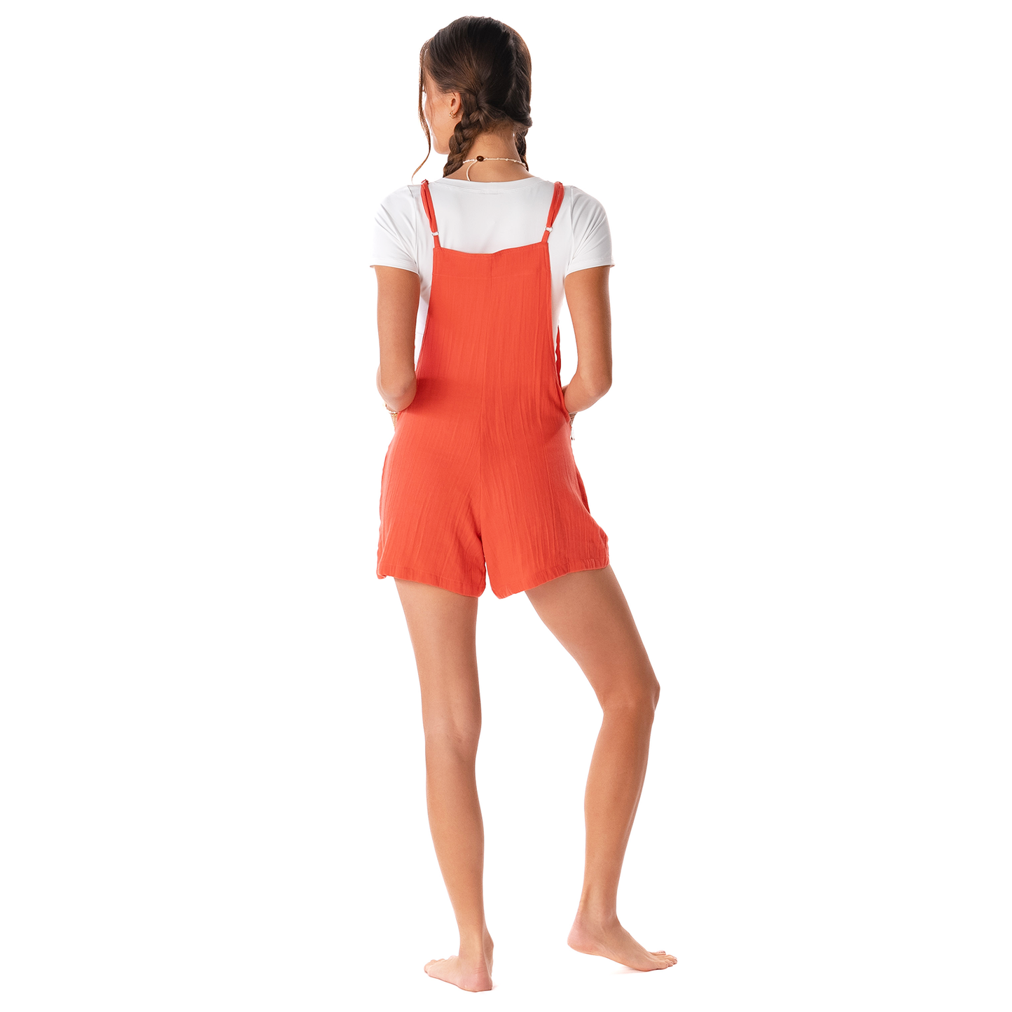 Coral Romper with Adjustable Straps