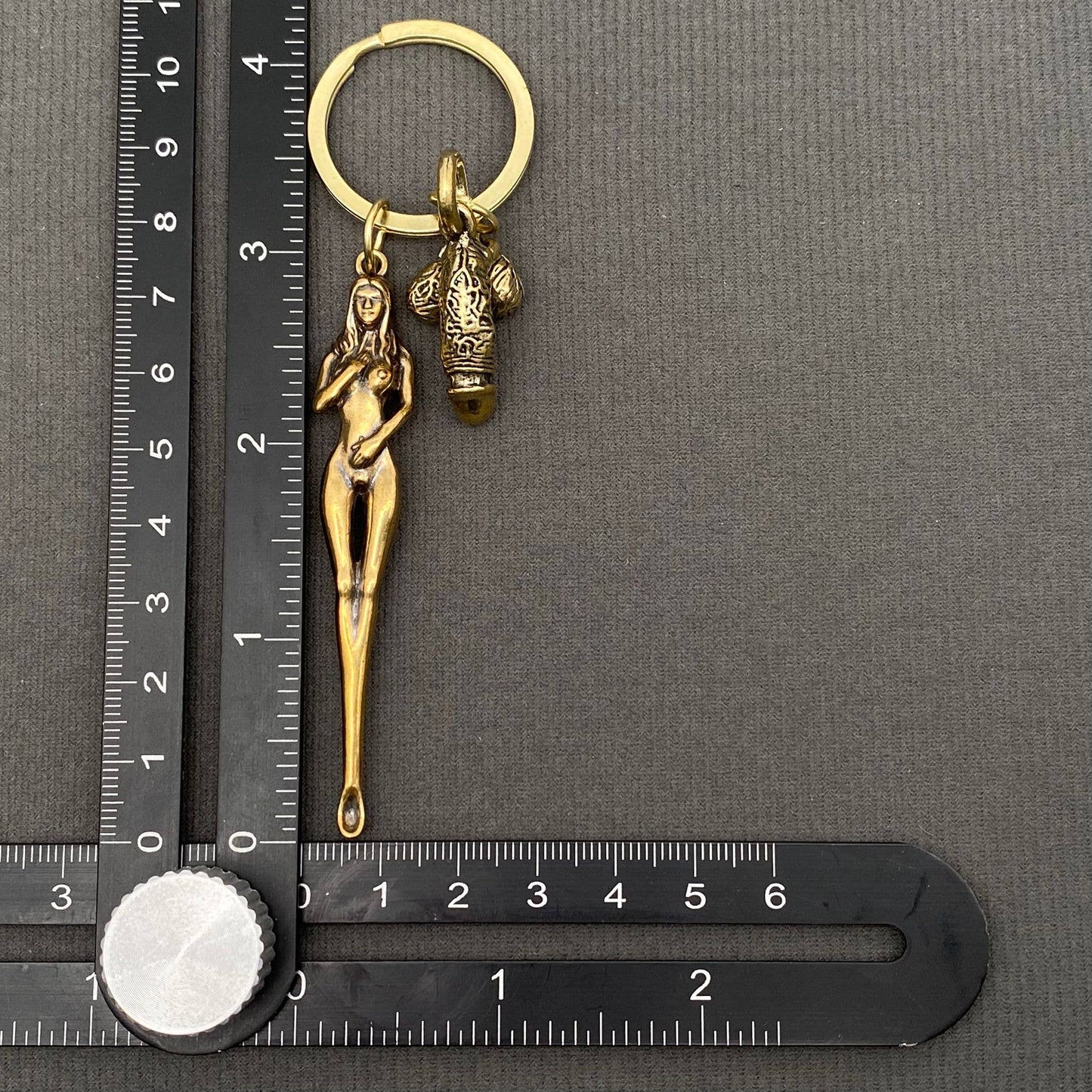 Brass Keychain Naked Lady
