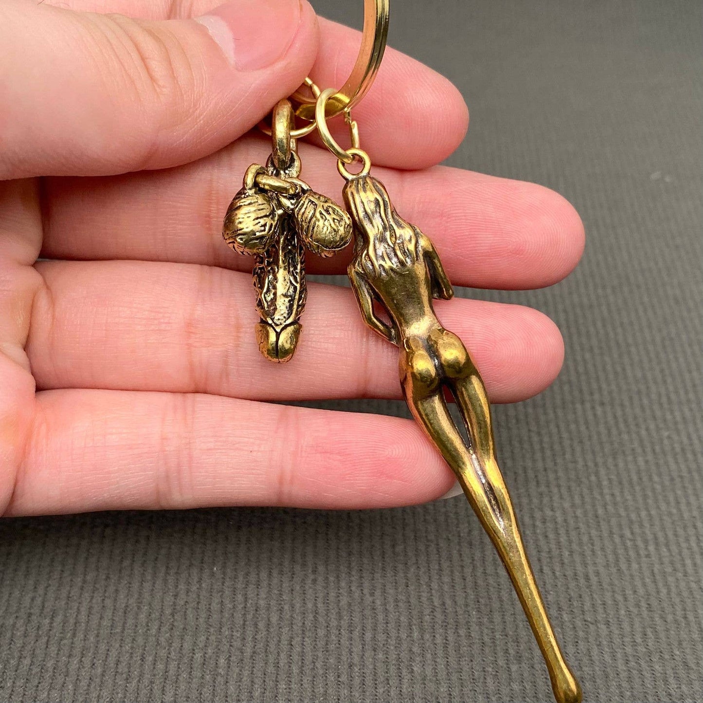 Brass Keychain Naked Lady