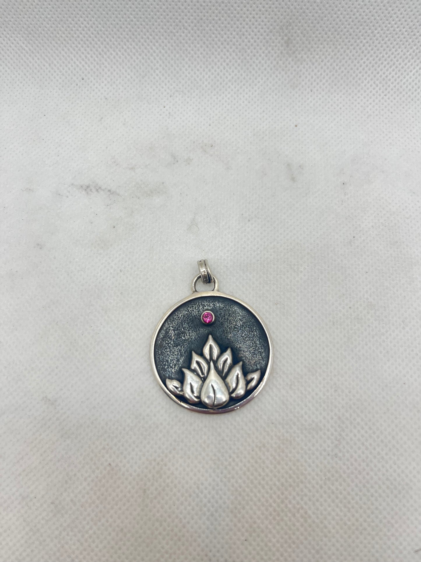 Garnet Lotus Pendant