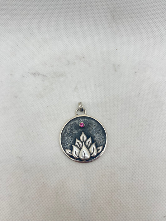 Garnet Lotus Pendant