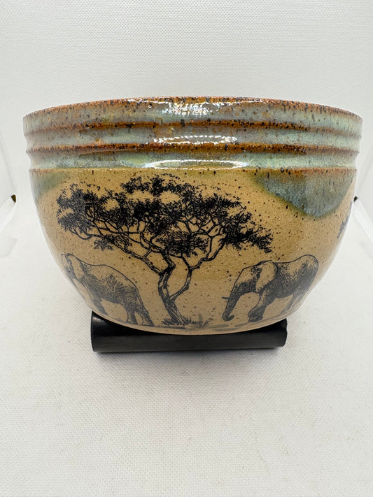 Elephant Pottery Bowl with Glazed 7X4