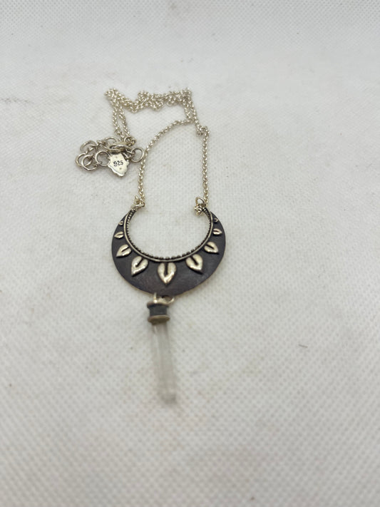 Half Moon with Hanging Crystal Necklace